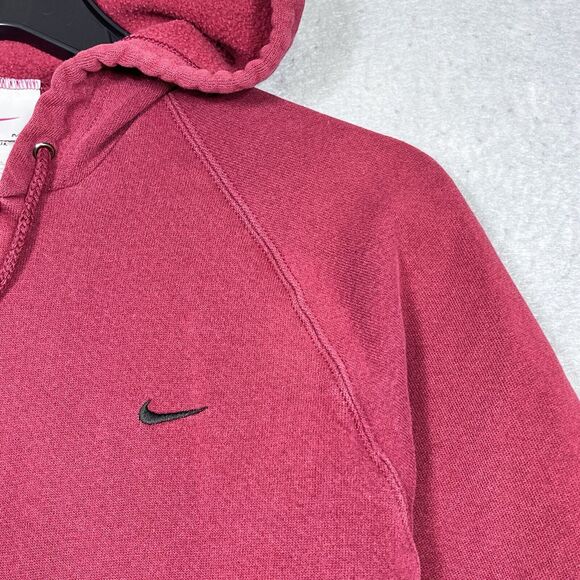 Vintage Y2K Nike Sweatshirt Womens Medium Red Swoosh Full Zip Pullover Hooded - Picture 3 of 11